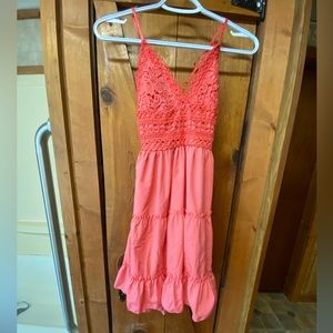 Pink tie  in the back sundress